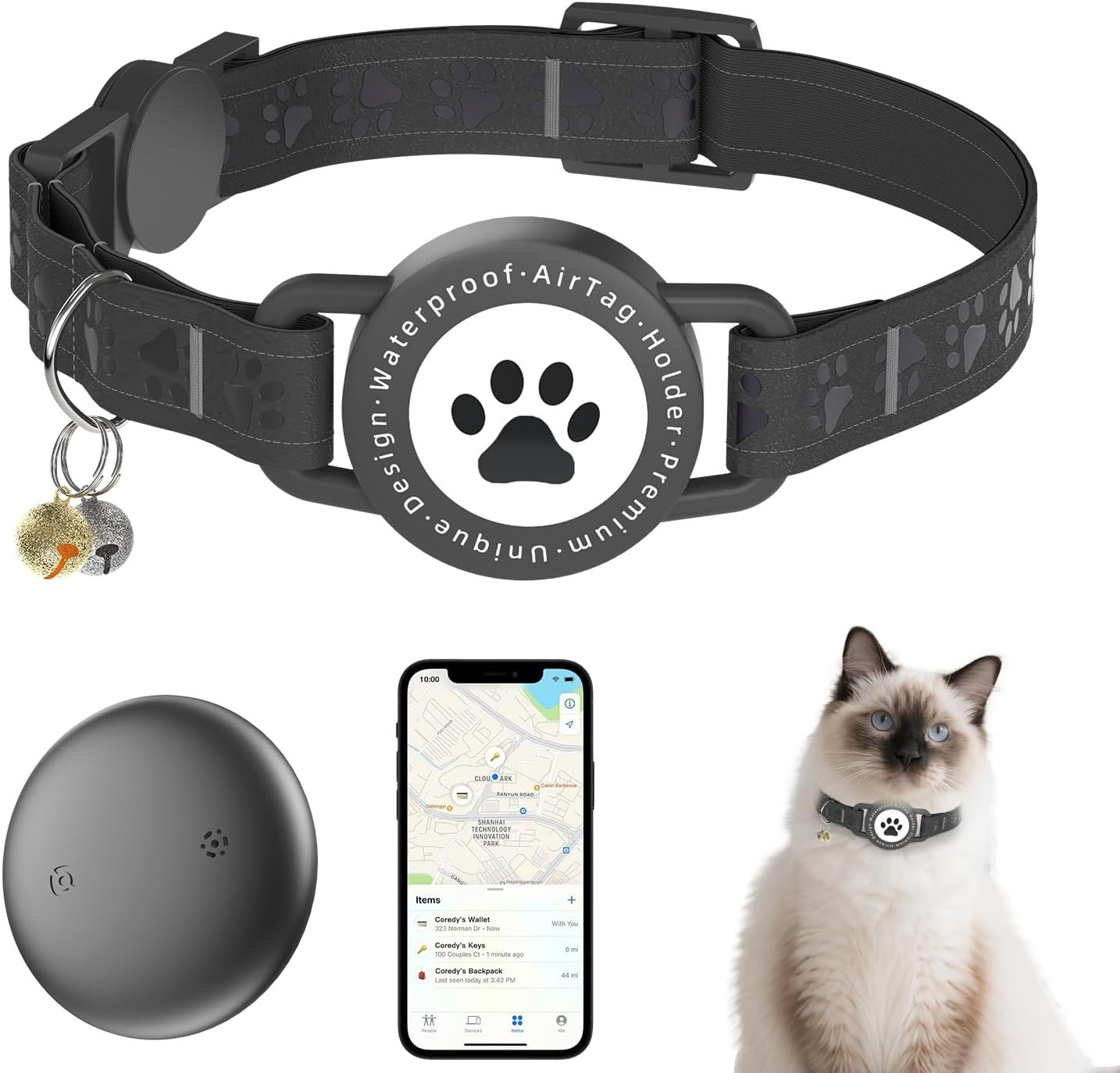 Vista lateral del Cat Tracker Collar