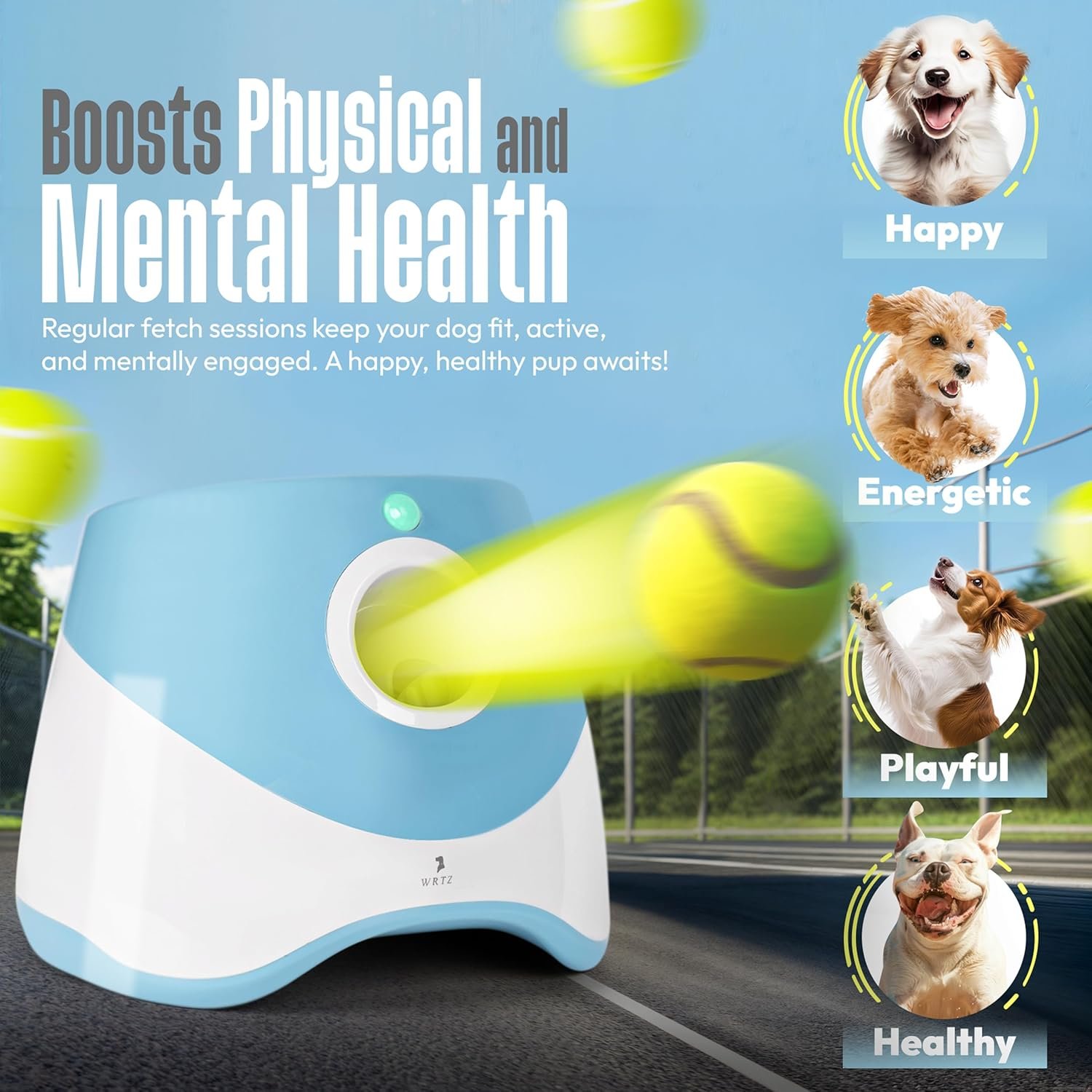 WRTZ Lanzador Automático de Pelotas para Mascotas
